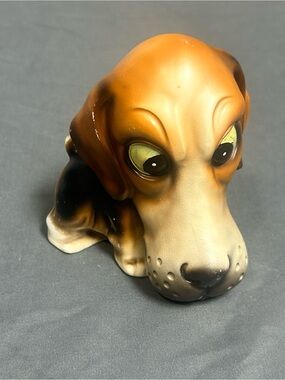 Vintage Norleans Big Eyed Basset Hound Dog Ceramic 70s Hand Painted